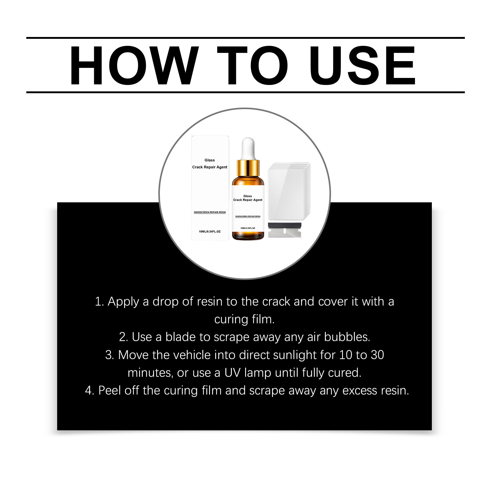 Windshield Care Kit: Multi-functional adhesive repair and care solution for scratches and cracks on car windshields