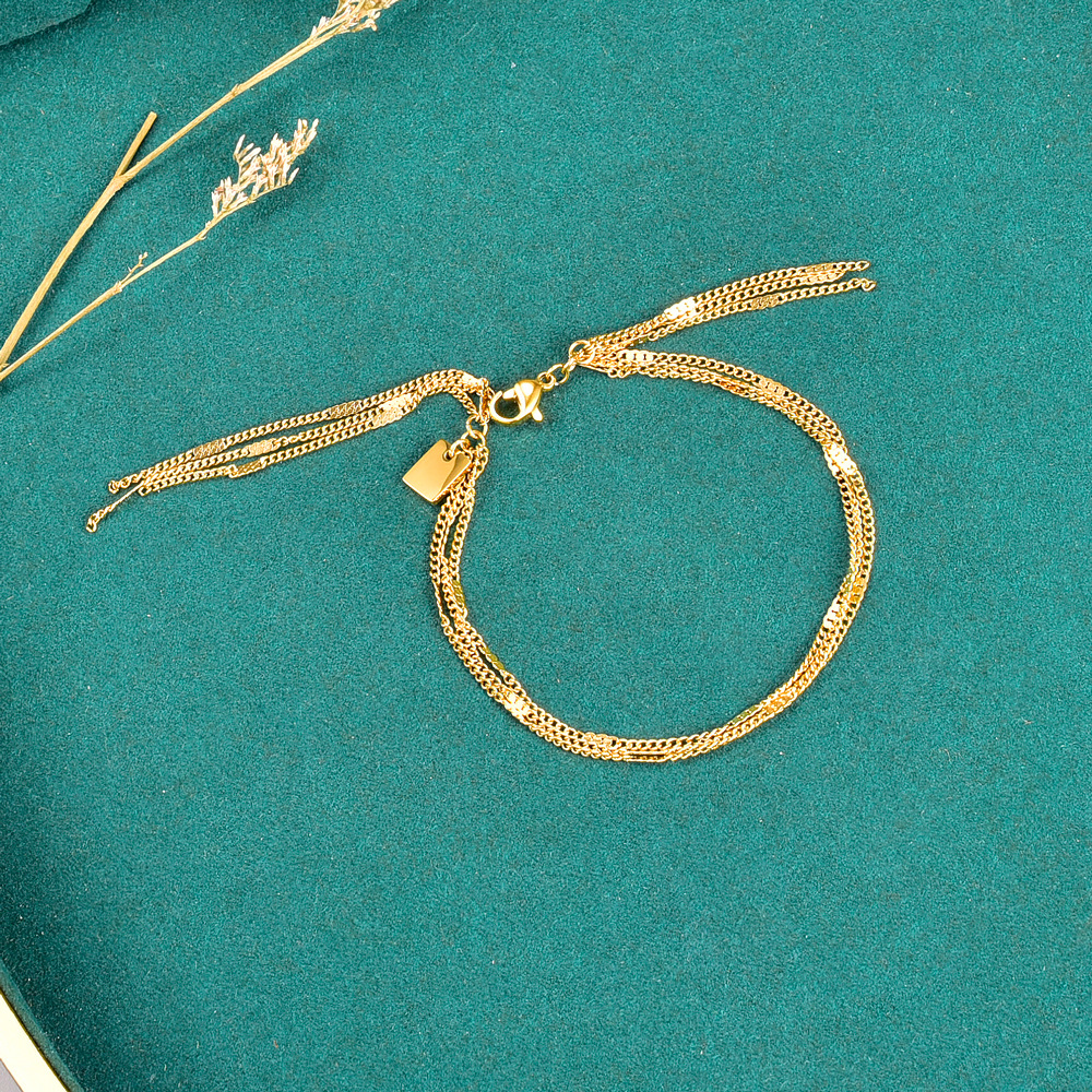 Fashion Gold Titanium Steel Gold Plated Geometric Chain Bracelet