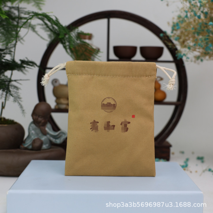 Factory wholesale incense gray colored glaze hand string bag Yonghe cloth bag palace jewelry storage bag cotton cloth bundle pocket text play