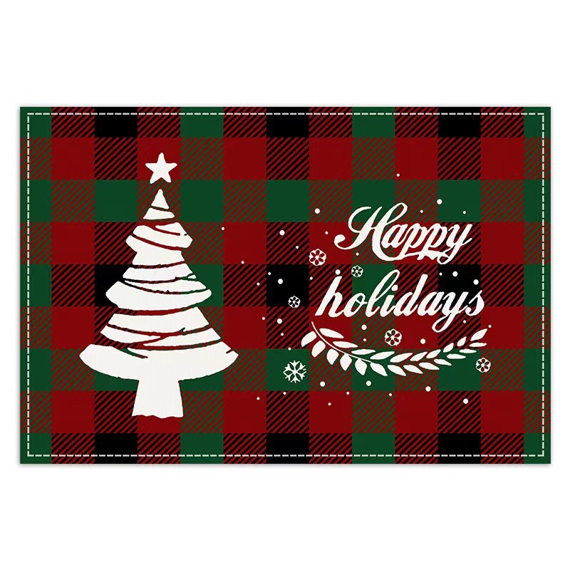 Transfronterizo temu explosión de Navidad invierno árbol de Navidad muñeco de nieve lino estampado conjunto de lino estampado