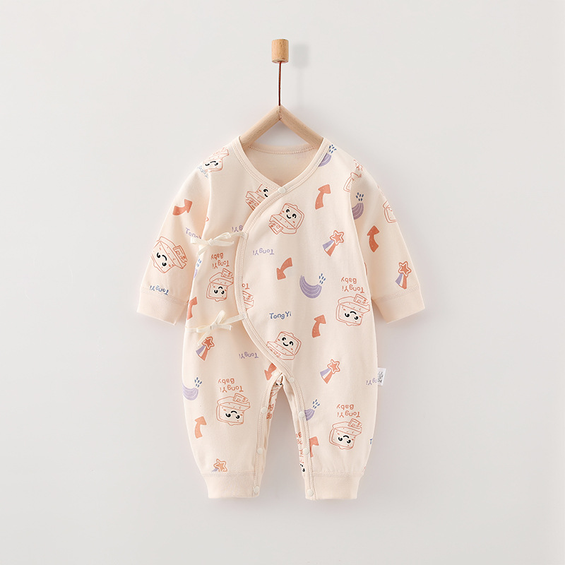 올오버 프린트 카키색 귀여운 베이비(나사형 점프수트)