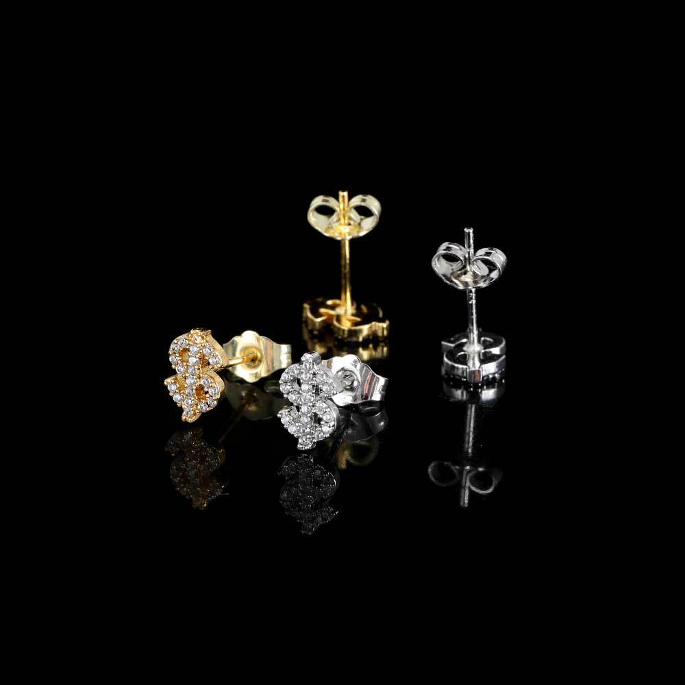 Copper earrings hip-hop style with zircon