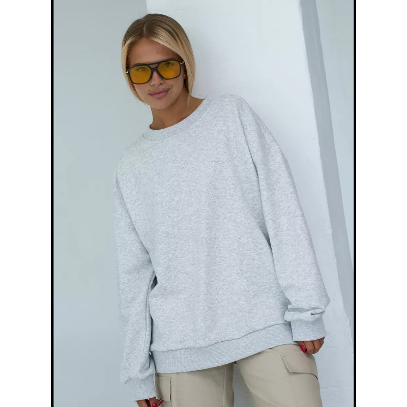 2025 European and American Style Fashion Autumn and Winter New Versatile Loose Velvet Thickeneded Fashionable Pure Color Pullover Round Neck Sweatshirt for Women 2025 European and American Style Fashion Autumn and Winter New Versatile Loose Velvet Thickeneded Fashionable Pure Color Pullover Round Neck Sweatshirt for Women