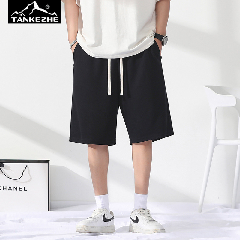 Men's Summer Casual Shorts, Loose Sports Shorts, Trendy Brand Youth Solid Color Knee-Length Shorts Men's Summer Casual Shorts, Loose Sports Shorts, Trendy Brand Youth Solid Color Knee-Length Shorts