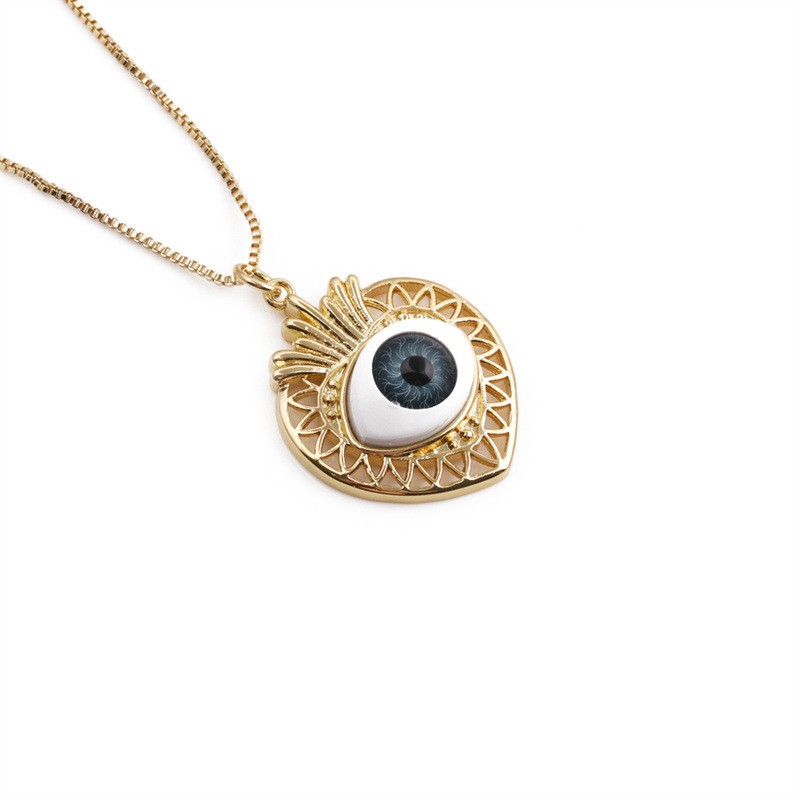 fashion hollow eye heart copper necklace wholesale nihaojewelry