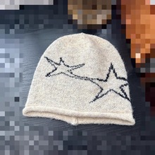 秋冬新款星星抽绳针织堆堆帽女韩版百搭休闲时尚显脸小护耳包头帽