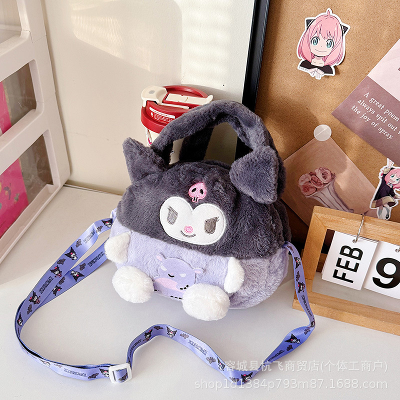 メーカー卸売ベルベットバッグ玩具クロミ斜めショルダーバッグいちご熊ぬいぐるみ日系ハンドバッグサンリオ|undefined