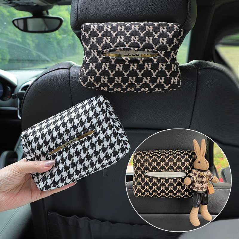 Car Tissue Box Jacquard Multifunctional Car Seat Back Hanging Tissue Box Internet Celebrity Goddess Car Tissue Box