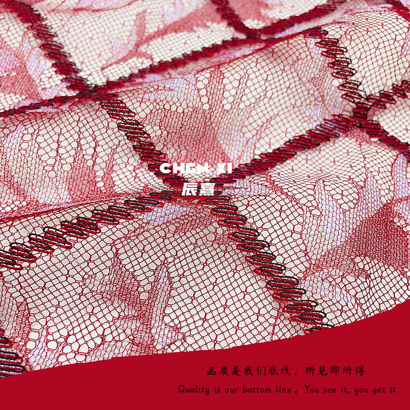 黑纱提花蕾丝面料 锦纶股线蕾丝布料 时尚妈妈装开衫旗袍面料现货