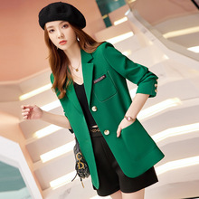 炸街潮流正装女装绿色西装外套女秋冬季时尚新款广东工厂供应