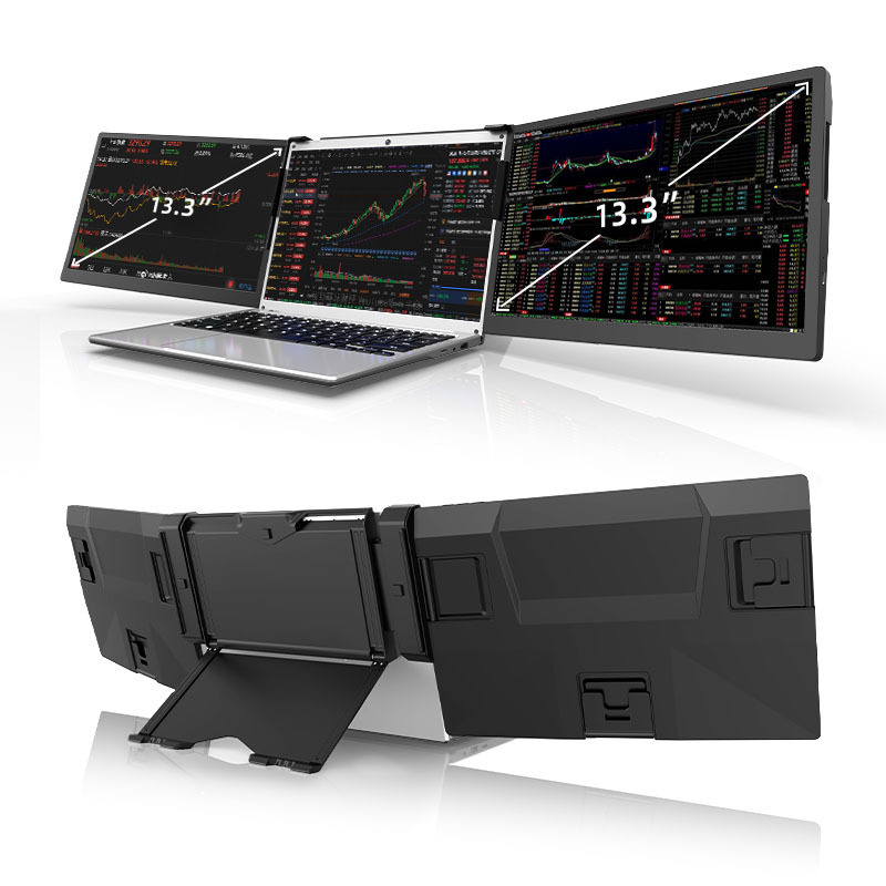 Foldable Combination 13inch Dual-Screen, Three-Screen Monitor, Laptop Secondary Screen, Multi-Screen Lcd Screen, Portable