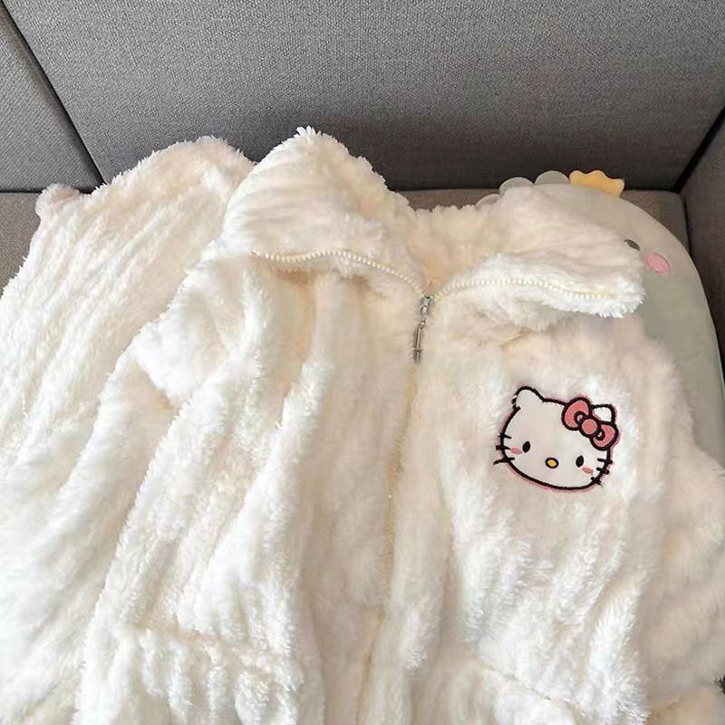 봉제 파자마 여성의 가을과 겨울 두꺼운 산호 양털 기모 따뜻한 세트 홈 옷 투피스 겨울 잠옷