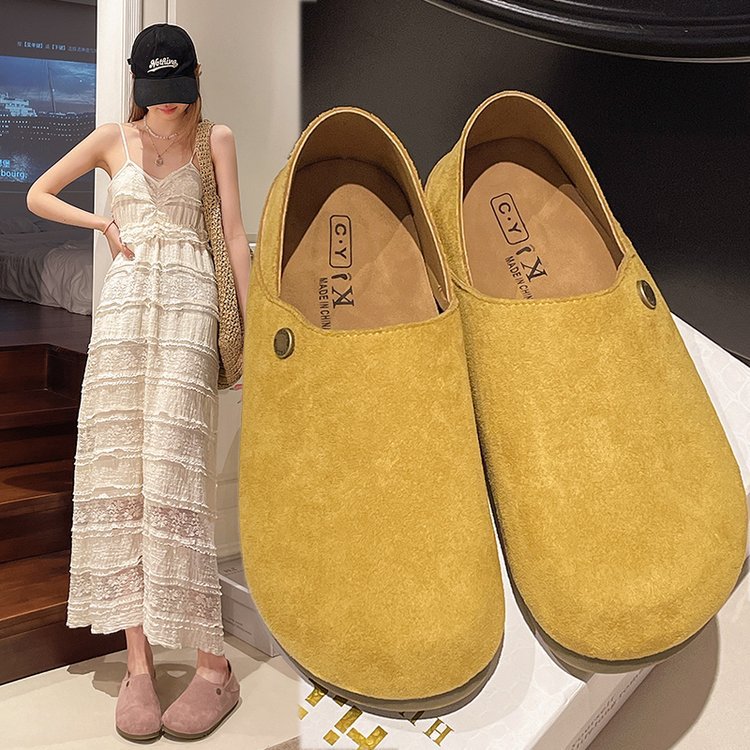 여성용 레트로 스타일 로퍼 2026 봄 신상 누벅 가죽 빅토우 플랫 투웨어 캐주얼 플랫 슈즈