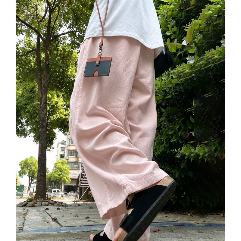Korean Style Lazy Style Drapey Tencel Cotton Wide-Leg Pants Summer Thin Loose Slimming High-Waisted Casual Pants