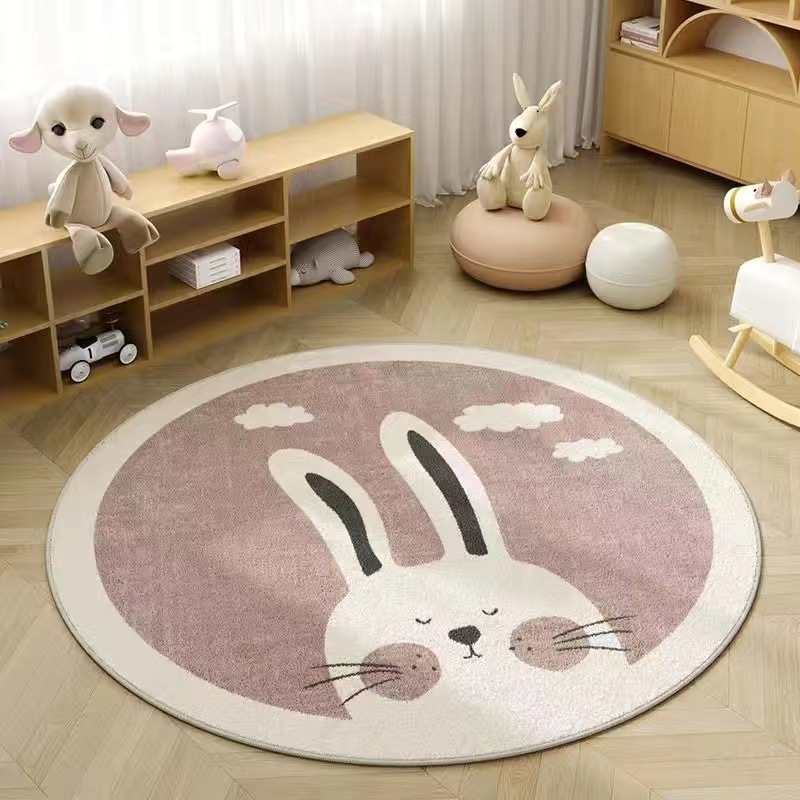 Alfombra redonda para niños dormitorio sala de estar alfombra de piso rastejando sala de niños silla de estudio estera de lectura estera