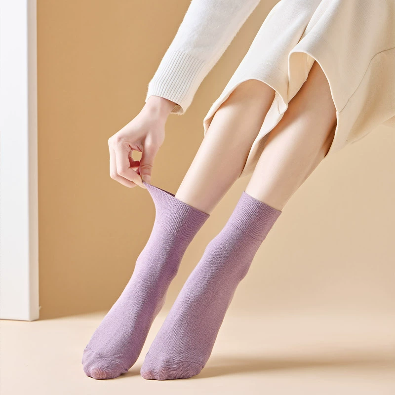 Носки женские весенне-летние тонкие носки до середины икры ярких цветов с мелким ртом, дышащие однотонные чулки, милые ворсовые носки в японском стиле