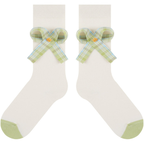 Himiya ko socks women's Xiaoqinghuan series designer three-dimensional bow quality Xinjiang cotton socks