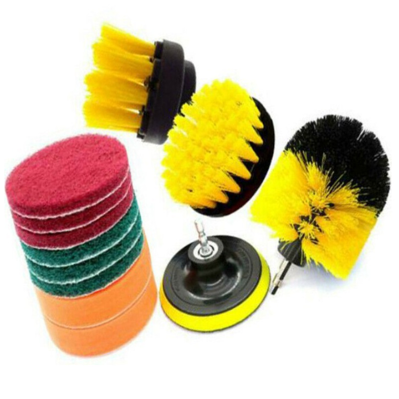 Cepillo eléctrico de limpieza con esponjas set de 12 piezas para pulido y limpieza de paredes y suelos