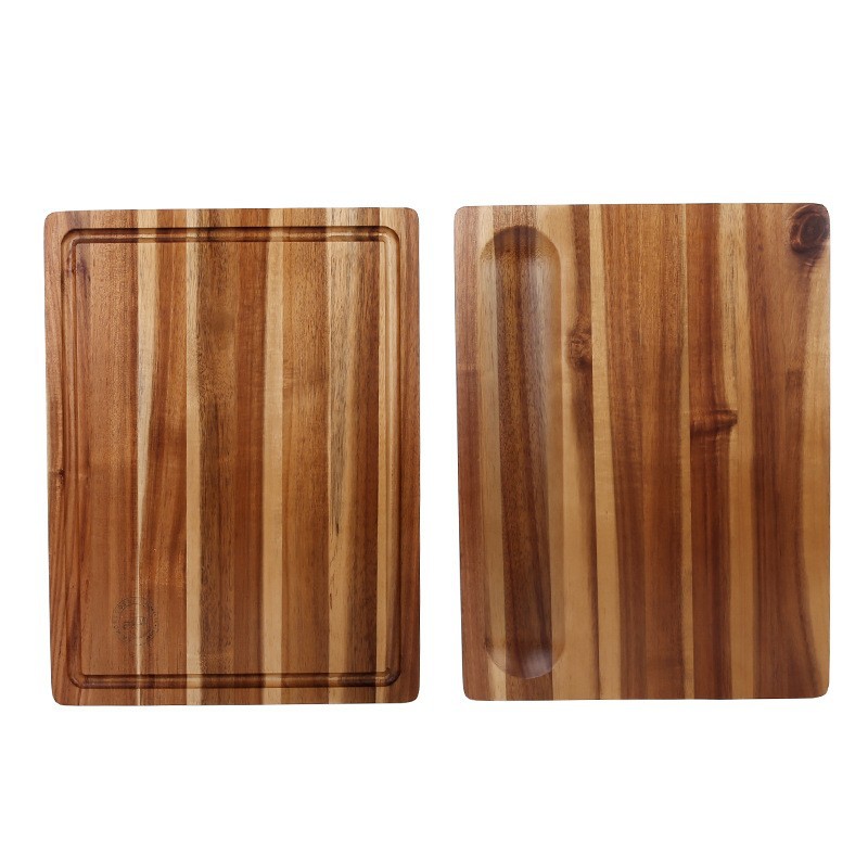 Tabla de cortar de madera espesada tabla de cortar carne hogar restaurante multi-funcional de doble cara con fregadero de drenaje