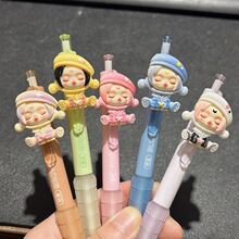 小女孩创意贴片按动中性笔小学生刷题笔可爱高颜值少女心黑色水笔