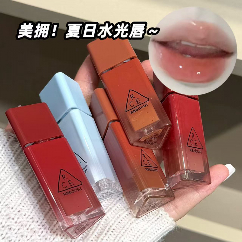 RESOCHI pulsante espejo esmalte labial, espejo de agua, claridad, blanqueamiento, color duradero, lápiz labial, maquillaje transfronterizo