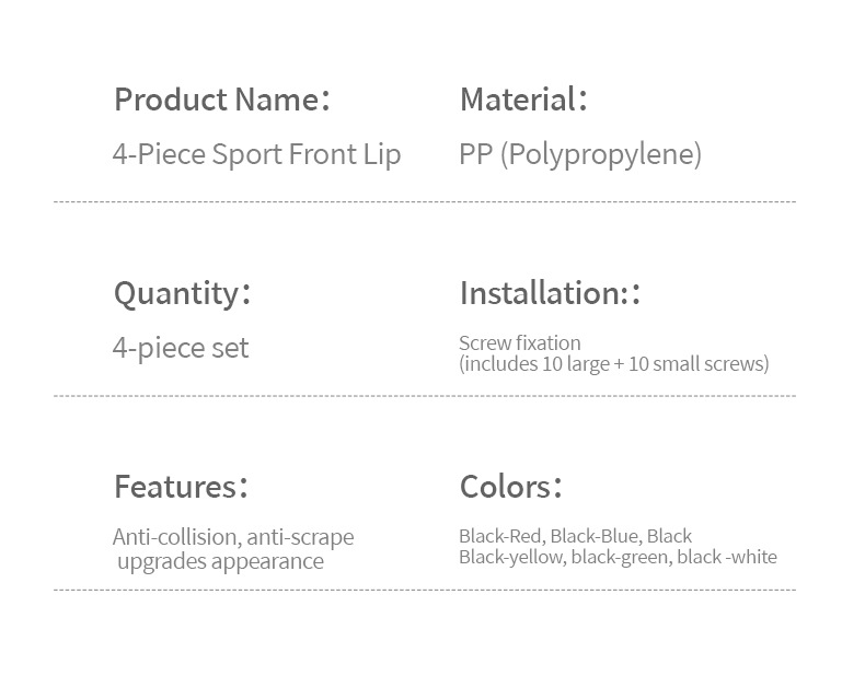 Factory direct sales universal car front spoiler, four-section thickened front corner protector, universal front lip small body kit, protective panel modification