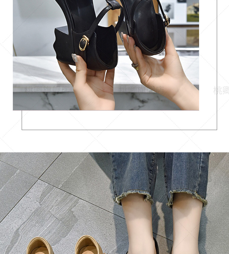 Dép sandal nữ da thật mũi kín gót dày đế xuồng mùa hè — Màu đen chi tiết 13
