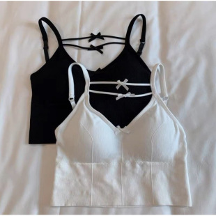 Kaka's Same Style with a Bow, Beautiful Back Camisole for Women, Seamless Large U-Back, Outer Wear, Inner Wear, Bottoming Tube Top, Chest Wrap