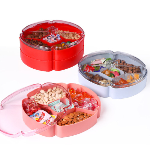 Partitioned fruit plate wholesale double-layered New Year fruit plate home candy plate creative coffee table melon fruit nut plate dried fruit box