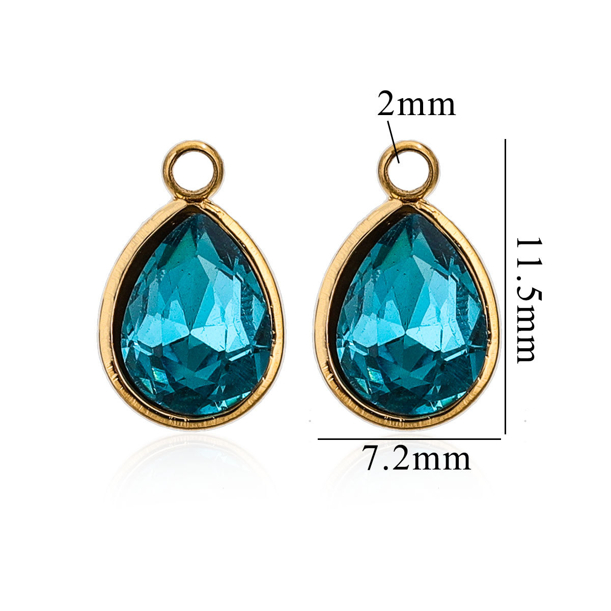 Acero inoxidable vidrio cristal colgante gotas de agua gemas de color colgante de acero titanio accesorios de joyería DIY