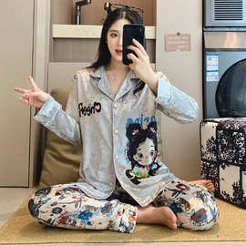 2025韩版女款妈妈可爱  秋冬季睡衣女金丝绒款翻领甜美家居服