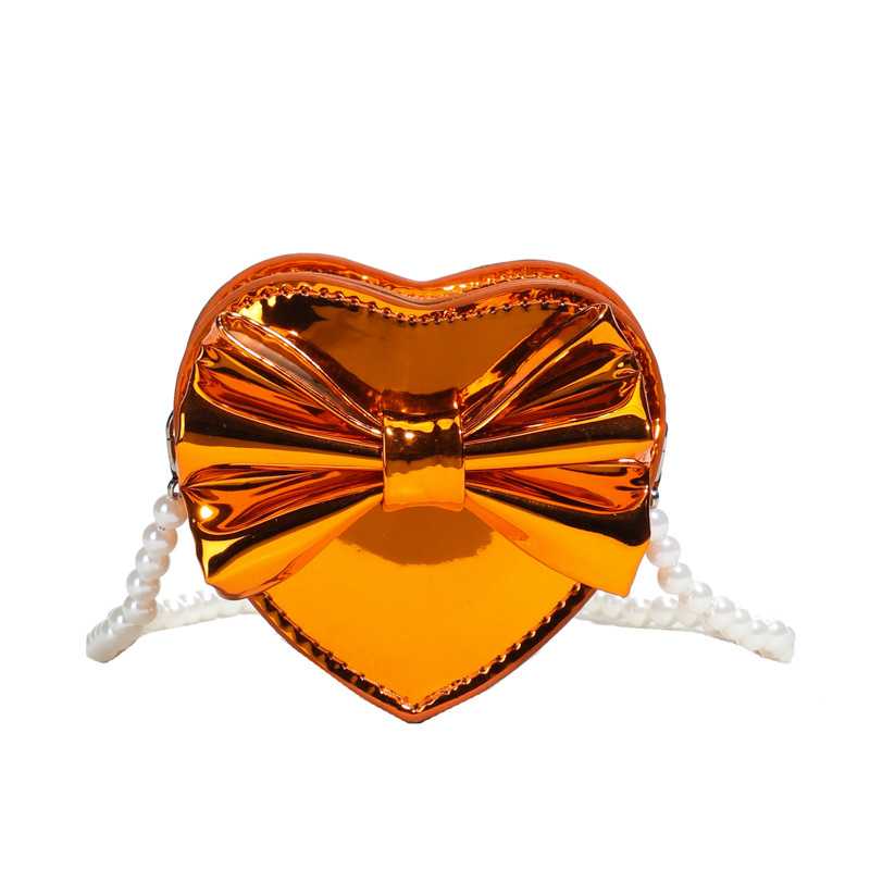 Bolso de hombro de niña brillante láser de moda Mini love bowknot bandolera de bebé bolso de cadena de perlas para niños