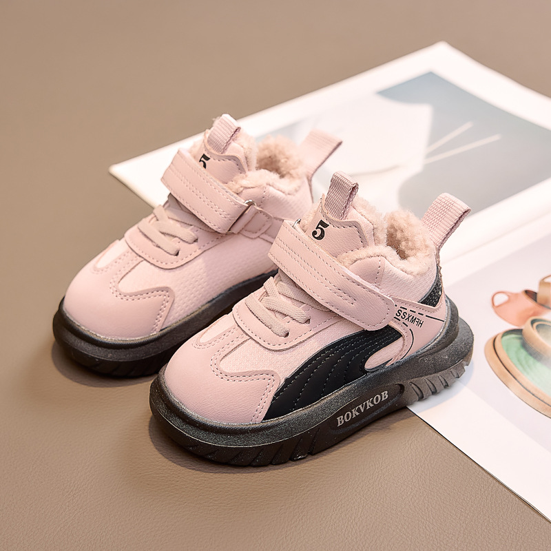 Zapatos de algodón para niños niñas calentamiento y botas de nieve de vello para usar en invierno al aire libre antideslizante para niños zapatos deportivos de algodón para niños