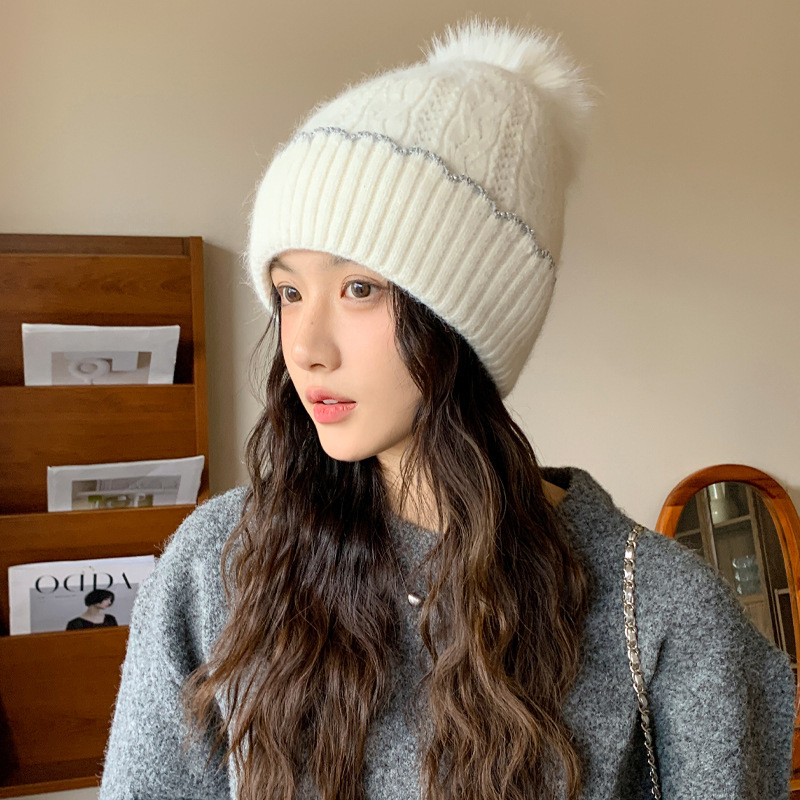 冬季新款帽子女大头围加厚针织帽时尚百搭显脸小包头帽休闲毛线帽|undefined