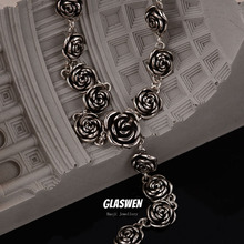 欧美复古法式玫瑰花项链女高级感冷淡风轻奢ins小众设计感锁骨链