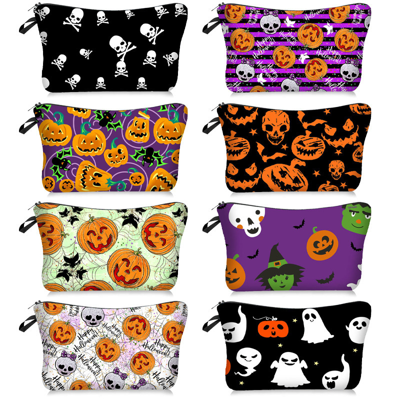 Amazon Cross-border Halloween Printed Cosmetic Bag Large Capacity Toiletry Bag Cute Portable Storage Women's Clutch Bag
