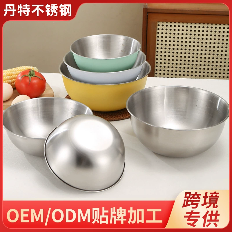 Миска из нержавеющей стали в японском стиле с мерной шкалой, салатница, кухонная миска для выпечки и замешивания теста, миска для взбивания яиц, креативная мерная емкость.