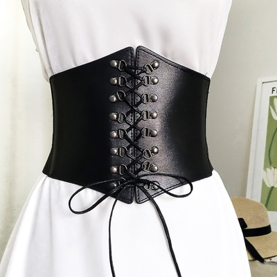 European and American pu leather dance dress fashion belt girdle women's waist Chain sashes fashion elastic belt rivet punk style