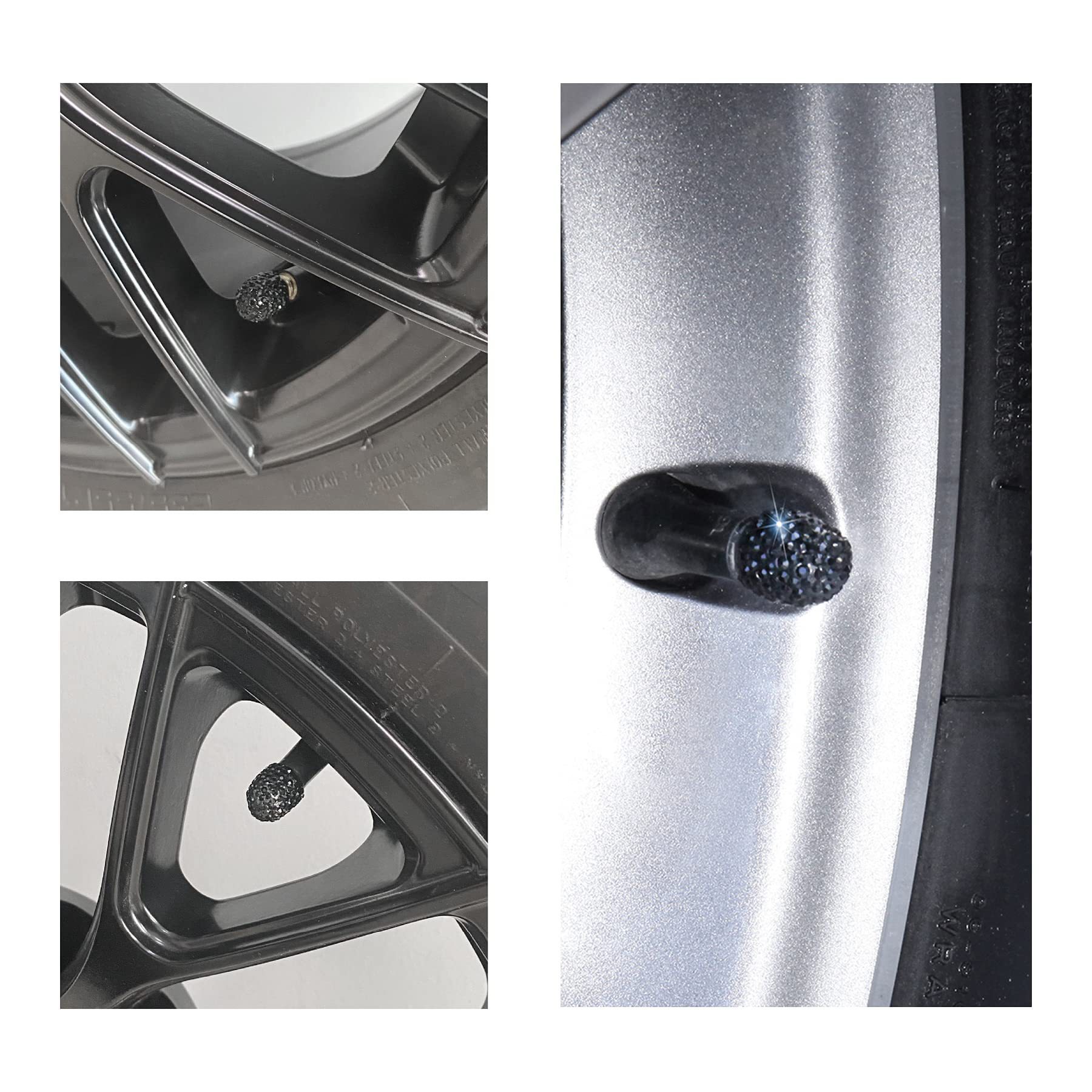 Car Tire Valve Caps with Rhinestones, Ceramic Full Diamond Valve Core Covers for Cars, Diamond Tire Caps for Women