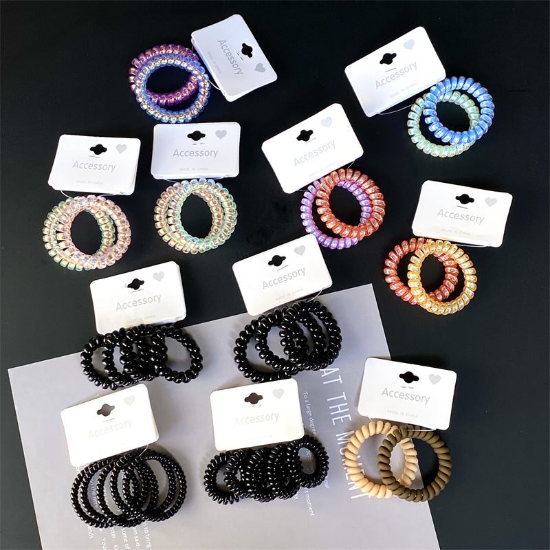 Fábrica al por mayor estilo coreano Línea Telefónica Negro banda de pelo básico de las niñas banda de goma exquisita tarjeta accesorios para el cabello