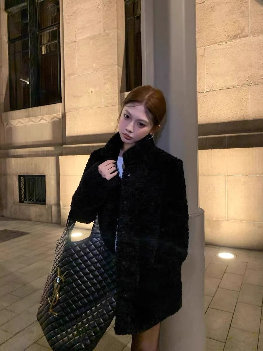 仿皮草泰迪毛毛外套女皮毛立领加厚韩女中长款羊羔毛大衣一体