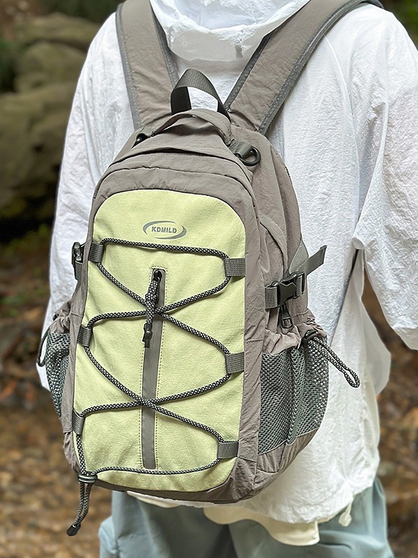 户外运动徒步登山包新款撞色拼接挂绳背包大容量百搭休闲双肩包|undefined