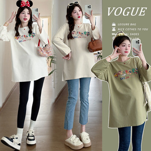 Pregnant women's clothing autumn coat spring and autumn tide mom going out sweater new coat long sleeve t-shirt base shirt autumn and winter women