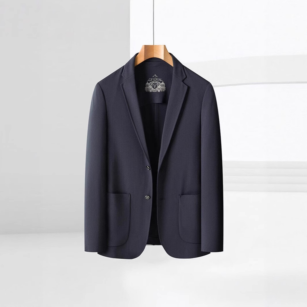 2025 패션 남성 아이스 실크 정장 라이트 럭셔리 아이스 실크 심리스 하이 엔드 비즈니스 캐주얼 하이 엔드 정장 재킷 봄과 여름