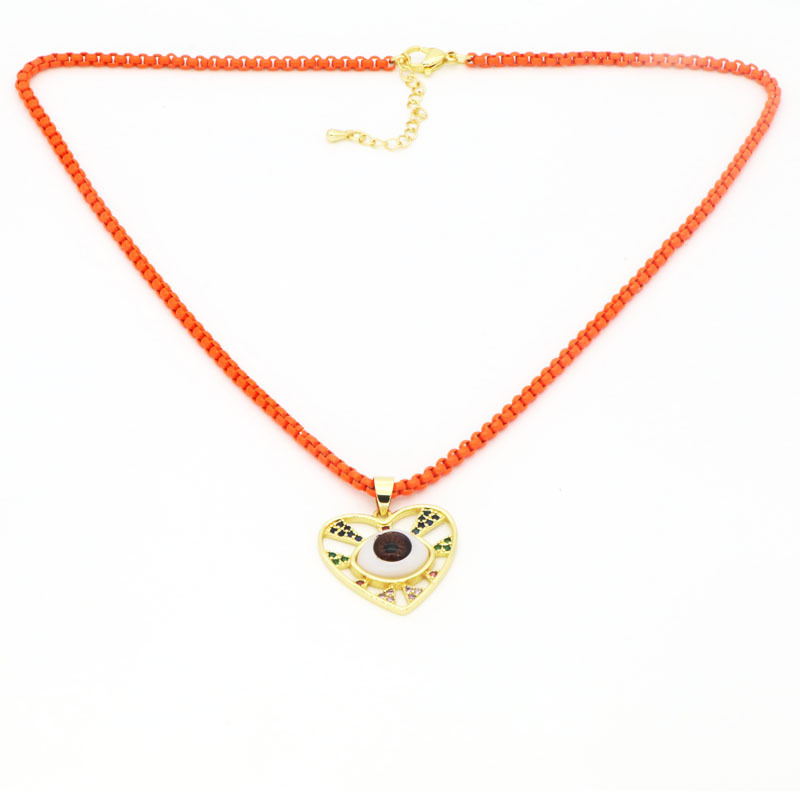 Pendant Necklace Classification Copper 18K Gold Plated Beaded Inlay Devil's Eye Heart Shape Resin Zircon Pendant Necklace