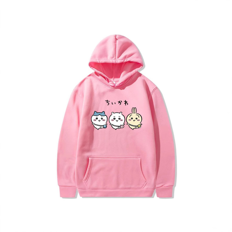Qchiikawa Self-Deprecating Bear Jiikai Anime Couple Autumn and Winter Hooded Sweatshirt Cross-Border Fleece-Lined Men's and Women's Sweatshirt
