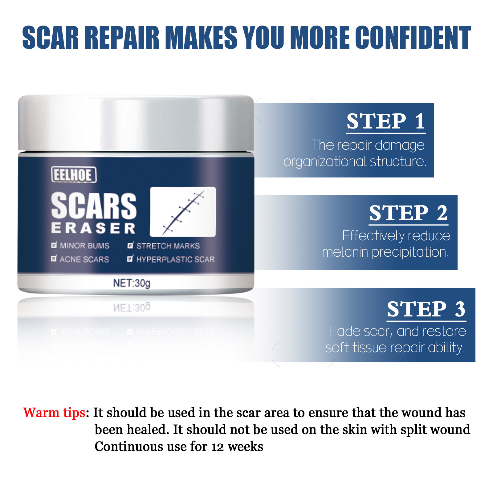 EELHOE Impacco freddo Bruciore Attenuante Riparazione chirurgica Levigante Crema gel per cicatrici cutanee_voghion.com