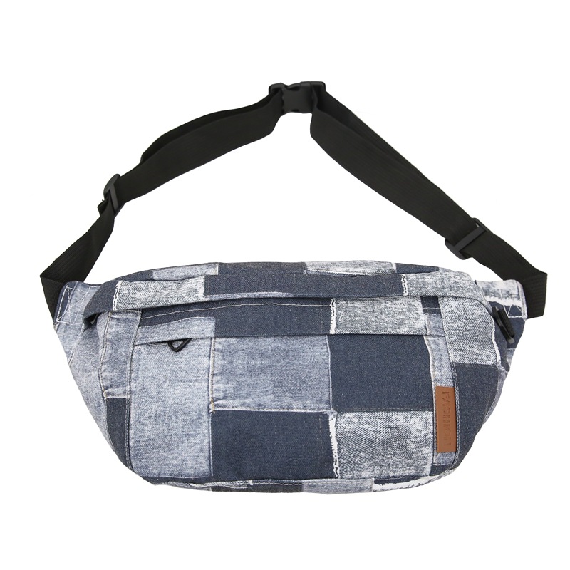 2024 nueva mochila de mensajero de color de contraste de mezclilla casual de estilo coreano de tendencia salvaje bolso de pecho de moda de viaje ligero al aire libre