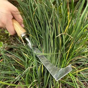Wooden handle sickle hook straw knife agricultural household removal gap grass root narrow fan sickle short handle steel North America