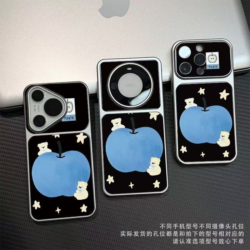 Blue Apple Bear Is Suitable for Apple 17Promax Mobile Phone Iphone16/15Pro Mobile Phone Case Blue Apple Bear Is Suitable for Apple 17Promax Mobile Phone Iphone16/15Pro Mobile Phone Case